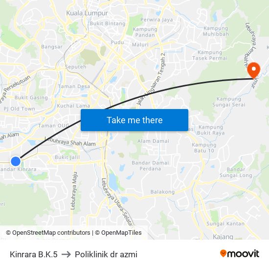 Kinrara B.K.5 to Poliklinik dr azmi map