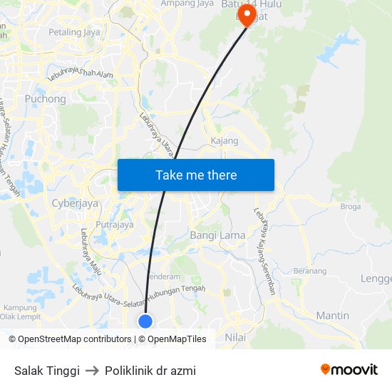 Salak Tinggi to Poliklinik dr azmi map