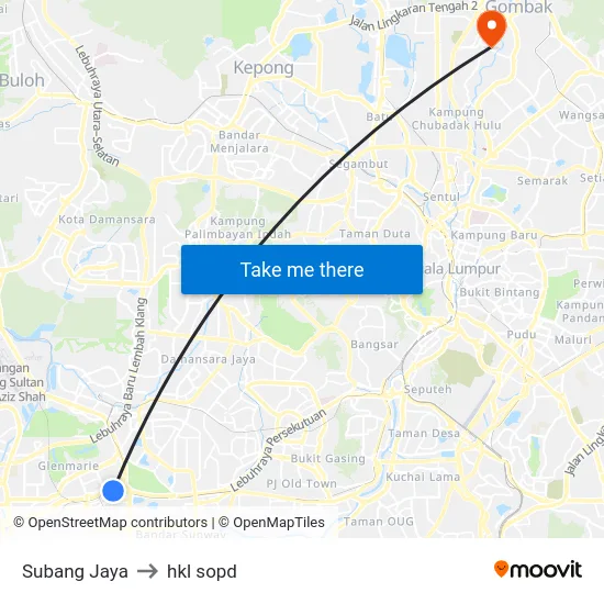Subang Jaya to hkl sopd map