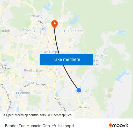 Bandar Tun Hussein Onn to hkl sopd map
