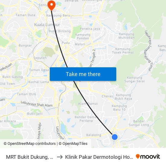 MRT Bukit Dukung, Pintu A (Kj769) to Klinik Pakar Dermotologi Hospital Kuala Lumpur map