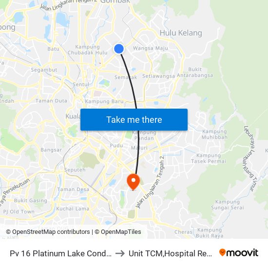 Pv 16 Platinum Lake Condominium (Kl1520) to Unit TCM,Hospital Rehabilitasi Cheras map