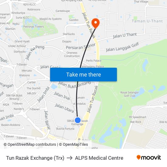 Tun Razak Exchange (Trx) to ALPS Medical Centre map