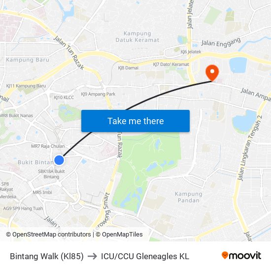 Bintang Walk (Kl85) to ICU/CCU Gleneagles KL map
