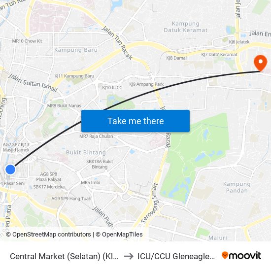 Central Market (Selatan) (Kl109) to ICU/CCU Gleneagles KL map