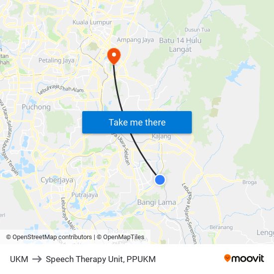 UKM to Speech Therapy Unit, PPUKM map