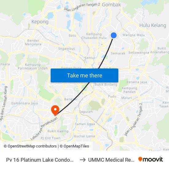 Pv 16 Platinum Lake Condominium (Kl1520) to UMMC Medical Record Office map
