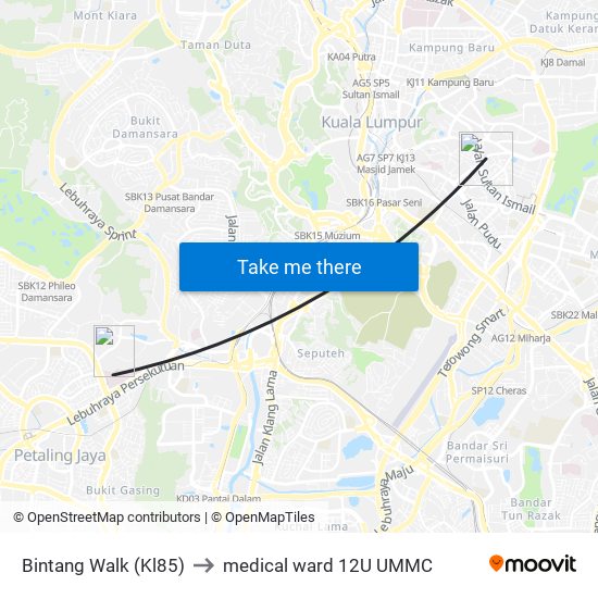 Bintang Walk (Kl85) to medical ward 12U UMMC map