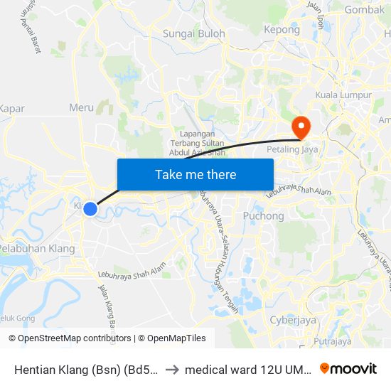 Hentian Klang (Bsn) (Bd580) to medical ward 12U UMMC map