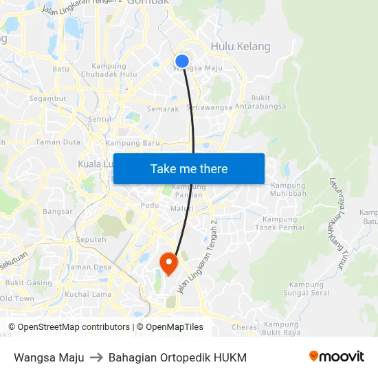 Wangsa Maju to Bahagian Ortopedik HUKM map