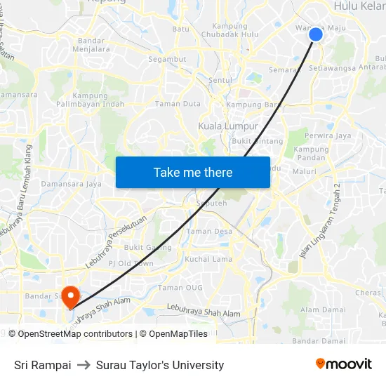Sri Rampai to Surau Taylor's University map