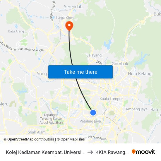 Kolej Kediaman Keempat, Universiti Malaya (Kl2348) to KKIA Rawang Perdana map