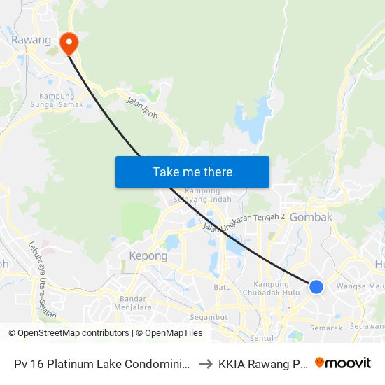 Pv 16 Platinum Lake Condominium (Kl1520) to KKIA Rawang Perdana map