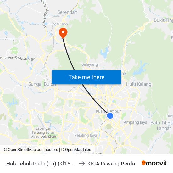 Hab Lebuh Pudu (Lp) (Kl1565) to KKIA Rawang Perdana map
