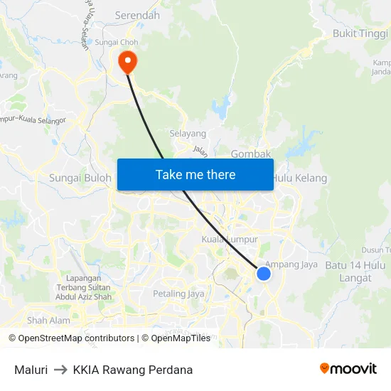 Maluri to KKIA Rawang Perdana map