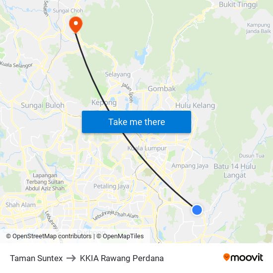 Taman Suntex to KKIA Rawang Perdana map