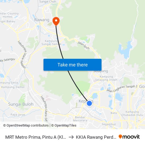MRT Metro Prima, Pintu A (Kl451) to KKIA Rawang Perdana map