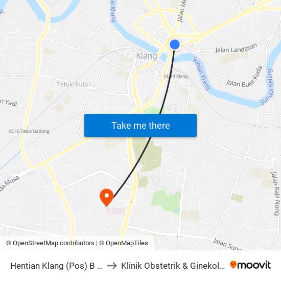 Hentian Klang (Pos) B (Bd664) to Klinik Obstetrik & Ginekologi HTAR map