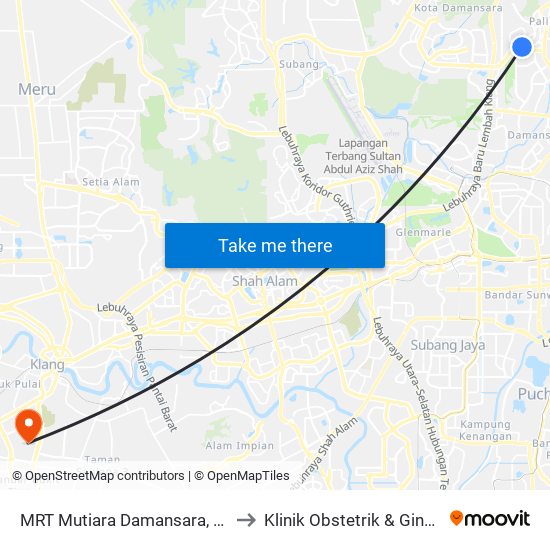 MRT Mutiara Damansara, Pintu C (Pj814) to Klinik Obstetrik & Ginekologi HTAR map
