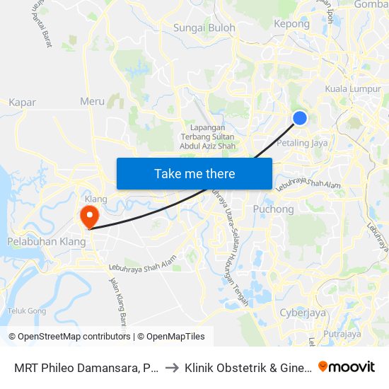 MRT Phileo Damansara, Pintu A (Pj823) to Klinik Obstetrik & Ginekologi HTAR map