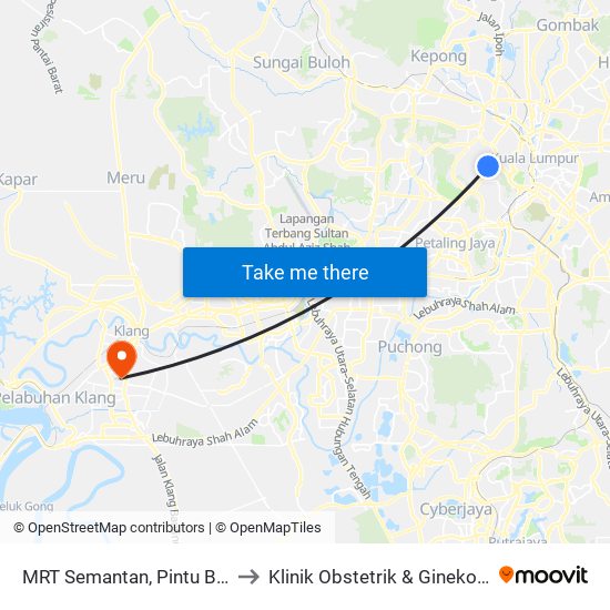 MRT Semantan, Pintu B (Kl1174) to Klinik Obstetrik & Ginekologi HTAR map