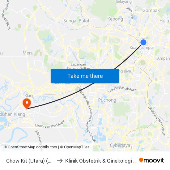 Chow Kit (Utara) (Kl52) to Klinik Obstetrik & Ginekologi HTAR map