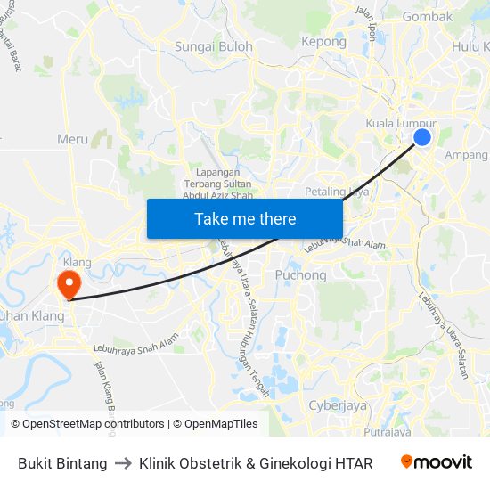 Bukit Bintang to Klinik Obstetrik & Ginekologi HTAR map