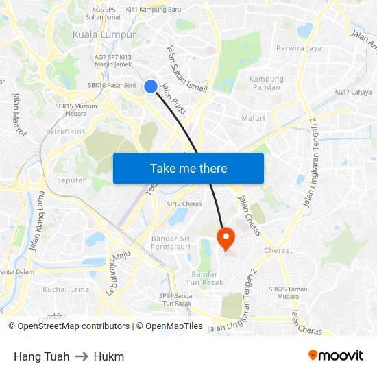 Hang Tuah to Hukm map