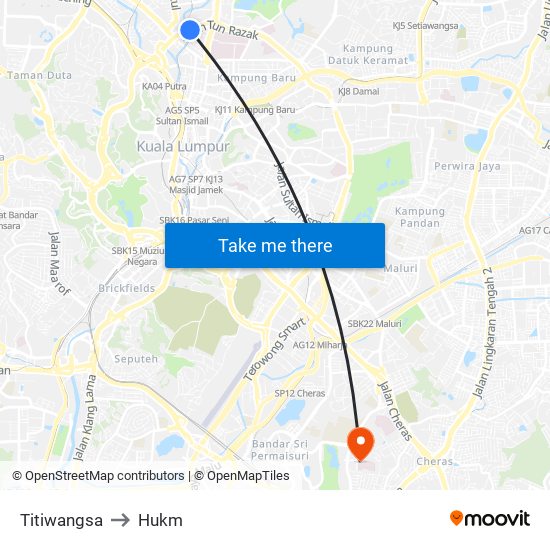 Titiwangsa to Hukm map