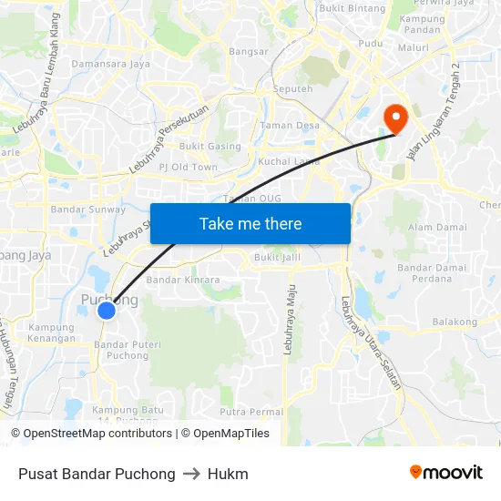 Pusat Bandar Puchong to Hukm map
