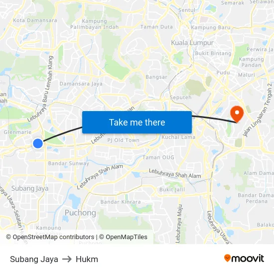 Subang Jaya to Hukm map