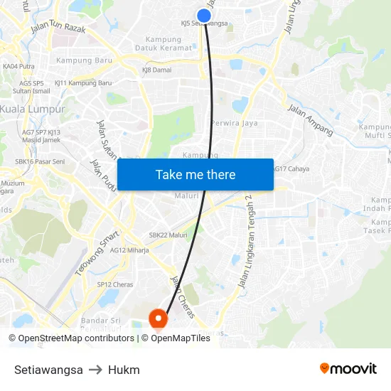 Setiawangsa to Hukm map