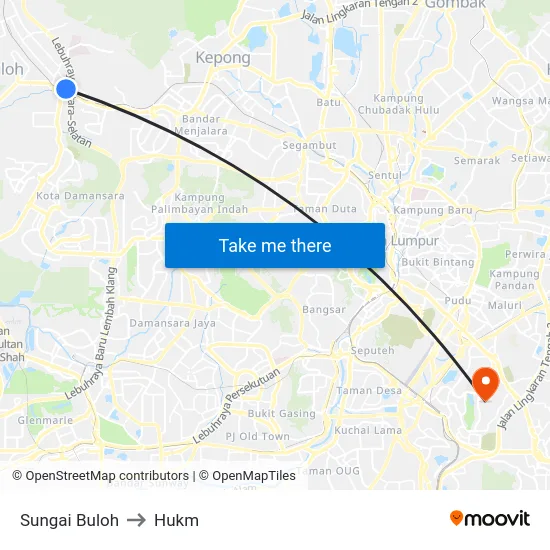 Sungai Buloh to Hukm map