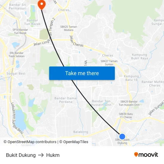 Bukit Dukung to Hukm map