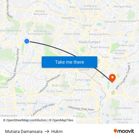 Mutiara Damansara to Hukm map