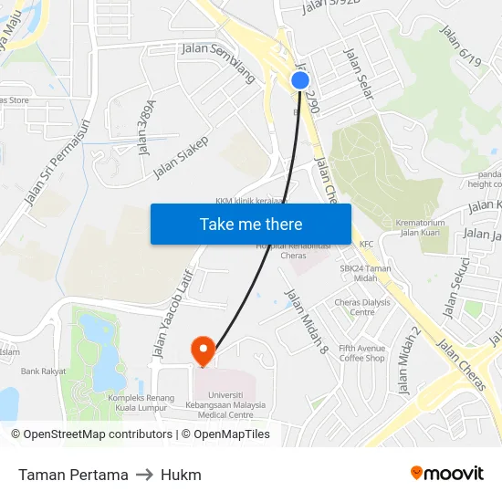 Taman Pertama to Hukm map