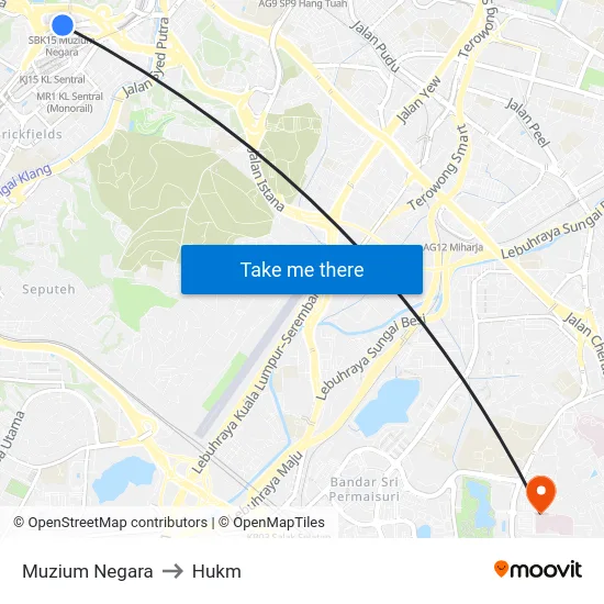 Muzium Negara to Hukm map