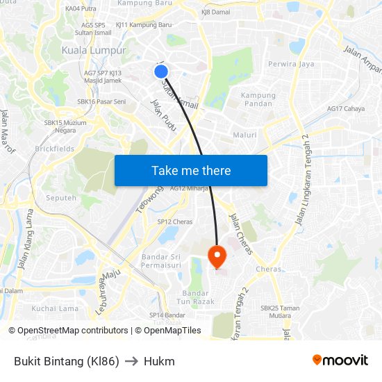 Bukit Bintang (Kl86) to Hukm map