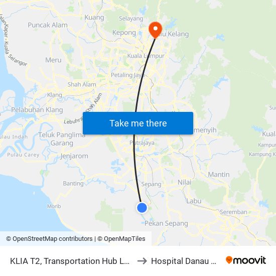 KLIA T2, Transportation Hub Level 1 to Hospital Danau Kota map