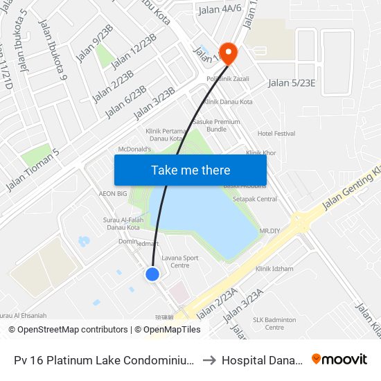 Pv 16 Platinum Lake Condominium (Kl1520) to Hospital Danau Kota map