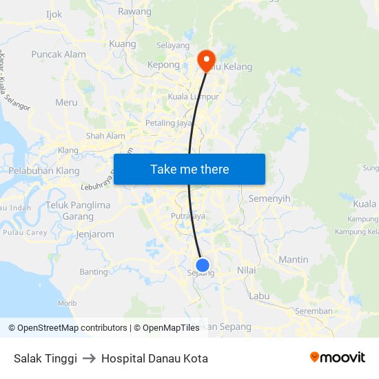 Salak Tinggi to Hospital Danau Kota map