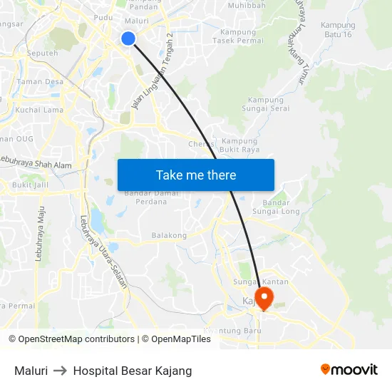 Maluri to Hospital Besar Kajang map