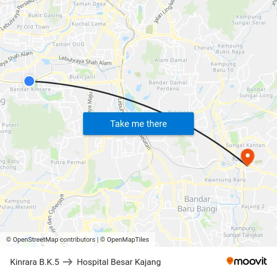 Kinrara B.K.5 to Hospital Besar Kajang map