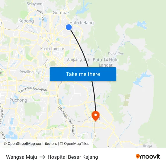 Wangsa Maju to Hospital Besar Kajang map