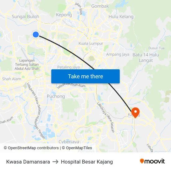 Kwasa Damansara to Hospital Besar Kajang map
