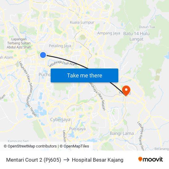 Mentari Court 2 (Pj605) to Hospital Besar Kajang map