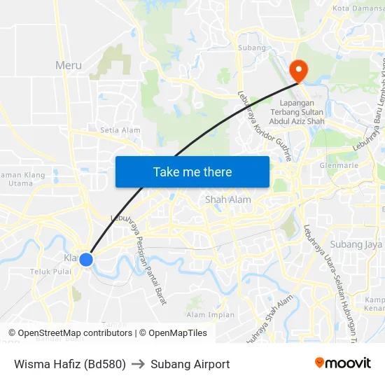 Wisma Hafiz (Bd580) to Subang Airport map