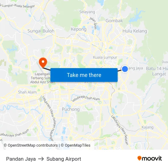 Pandan Jaya to Subang Airport map