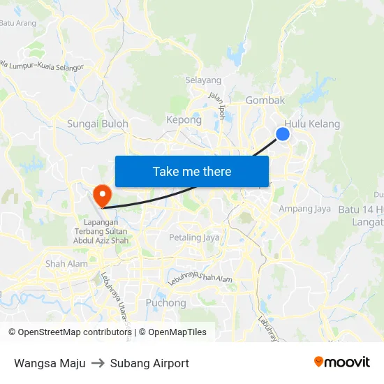 Wangsa Maju to Subang Airport map