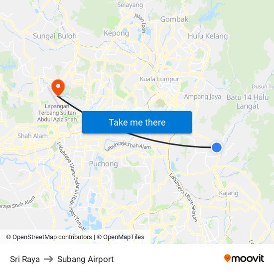 Sri Raya to Subang Airport map